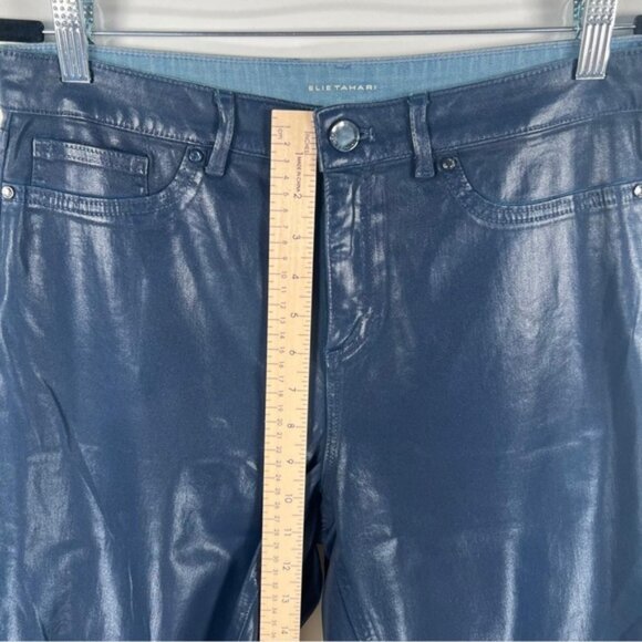 NWT ELIE TAHARI Faux Leather‎ AZELLA JEAN LOW RISE SKINNY LEG BLUE LT Sz 30 - Picture 6 of 10